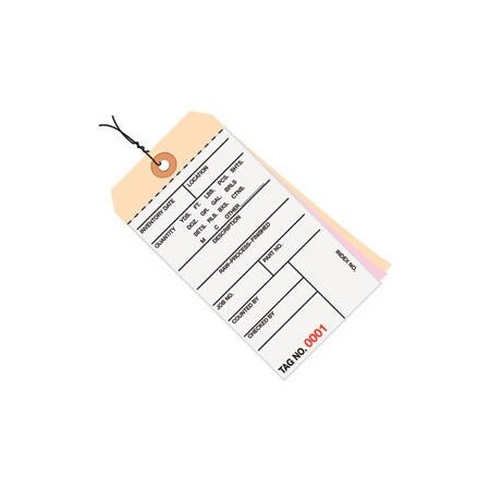 Box Packaging 3 Part Carbonless Inventory Tags, 1500-1999, Pre Wired, #8, 6-1/4"L x 3-1/8"W, 500/Pack G16043